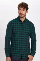  Férfi Casual Kockás Ing Hosszú Ujjú Gallérral XL 5IA (DR220113-212/Yeşil)