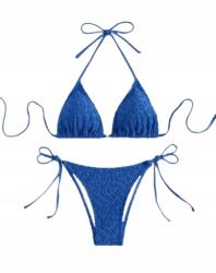 Shein Bikini Jelmez Kétrészes Kötött Kék Nyári M Ł9G