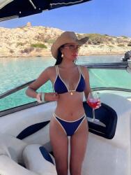 Shein Kétrészes Fürdőruha Sötétkék Szegélyekkel L 1MA