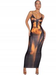 Shein Fekete Pántos Maxi Ruha Mintás Mintával 38 1EF