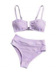 Shein Lila Kétrészes Fürdőruha Bikini Csíkos M 1JA