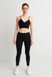 Sima Fekete Magas Derekú Alkalmi Leggings S 5IA (2178/Siyah)