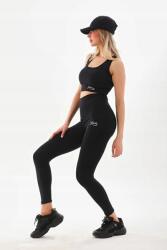 Sima Fekete Magas Derék Sport Leggings M 5IA (FIT/SIYAH)