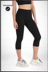  Női Leggings Fekete 3/4-ES Hossz Sima Elasztikus XL 5HA (1020)