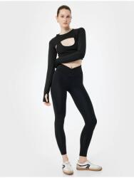 Koton Fekete Sima Leggings Magas Derékrésszel És M 5IA Borítékpánttal (6WAK40047NK/Siyah)