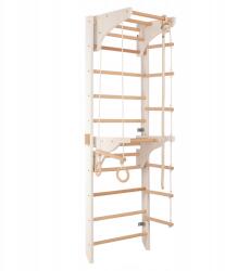 Rinagym Gimnasztikai létra 2 cserélhető rúddal, kerekekkel és kötéllel - fehér 2in1 (RNG 2W1 WHITE)