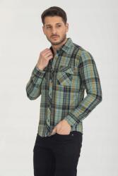  Férfi Casual Kockás Ing Gombos Zsebbel XL 5IA (2554-1/Mint)