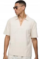 Boohooman Férfi Ing Bézs Rövid Ujjú Gallérral Casual S Z3A (CMM08456-124-30)