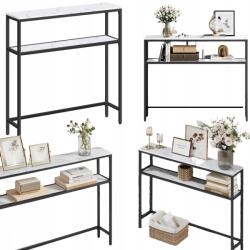 Songmics Konzolasztal Keskeny Modern 100cm Fehér Márvány Könyvespolc 2 Polc Glamour (LNT131W59)