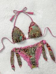 Shein Kétrészes Bikini Lila Leopárd Mintával És Megkötős L 1