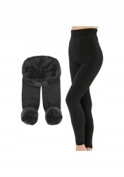  Fekete Bélelt Leggings Magas Derekú Mikroszőrmével L 5IA (9696/Siyah)