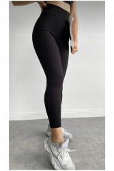 Sima Fekete Leggings Magas Derekú, Bordázott S 5IA (enfittayt/Siyah)