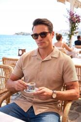  Férfi Ing Casual Bézs Rövid Ujjú, Gombokkal L 5IA (5902640/VIZON)