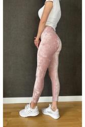  Rózsaszín Velúr Leggings Magas Derék Sima S 5IA (K0016/pudra pembe)