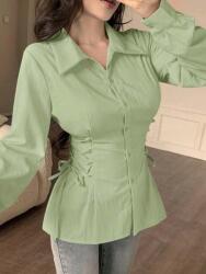 Shein IC14304 Shein Zöld Hosszú Ujjú Ing Fűző (20) L