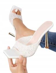 Shein Női Fehér Magassarkú Flip-flop Papucs Elegáns 37, 5 L5A
