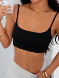 Shein Fekete Varrat Nélküli Sport Felső Mély Hátrésszel 1DB (ST25052145830399748)