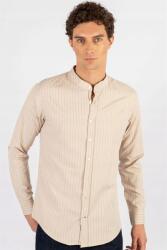  Bézs Férfi Ing Pántokkal És Állógallérral Slim Fit L 5IA (DR220080-120/Taş)