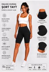  Fekete Sima Női Rövid Leggings Magas Derék S 5IA (Prn04/siyah)