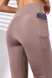 Sima Női Leggings Magas Derékkal És Zsebbel S5IA (Bootcut/vizon)