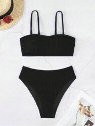 Shein Bikini Jelmez Kétrészes Bordázott Fekete XL V9I