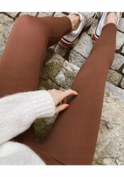 Sima Csíkos Női Leggings Meleg Barna L 5IA (Aysunn5001/Kahverengi)