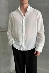  Fehér Klasszikus Casual Hosszú Ujjú Ing Gombokkal L 5IA (HY-03589/Beyaz)