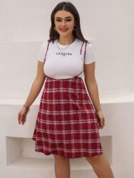 Shein LC85214 Shein Szoknya Mintás Kockás Vállpánt Cipzár (50) 52