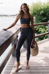 Sima Női Leggings Fekete Sportos Minimalista L 5IA