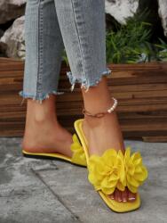 Shein Sárga Casual Flip-flop Papucs Dekoratív Virágokkal 36 1 Nyárra