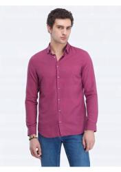  Férfi Casual Slim Ing Sima Bordó Színben 38 5IA (10143081-880/Mürdüm)