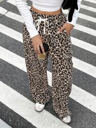 Shein Hosszú Nadrág Leopárdmintás, Megkötős Derékrésszel Plus Size 46 1-IG