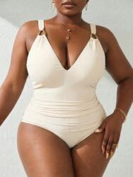 Shein Krémszínű Egyrészes Plus Size Jelmez Dekoratív Csíkokkal 46 1MA