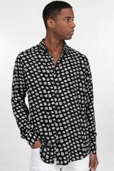  Férfi Casual Fekete Geometrikus Mintás Hosszú Ujjú Ing XXL 5IA (DR230032-600/Multi)
