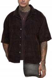 Boohooman Férfi Ing Casual Rövid Ujjú Barna Kordbársony XL Z3A (CMM16045-105-36)