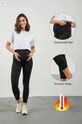  Meleg Fekete Kismama Leggings Bordázott Kötött Anyagból S5IA