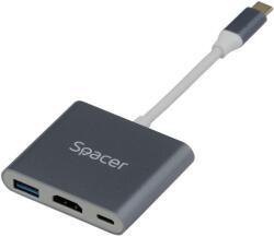 Spacer Docking Station SPACER SPDS-TypeC-HUP-3in1 USB-C HDMI 4K Gri (SPDS-TypeC-HUP-3in1)