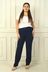  Női Nadrág Casual Egyenes Sötétkék Plus Size 100% Poliészter 3XL 5HA (S-21K1190012-Lacivert)