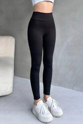Sima Fekete Női Leggings Magas Derékkal És Bordázott S 5IA (TYT-001-SYH/SIYAH)