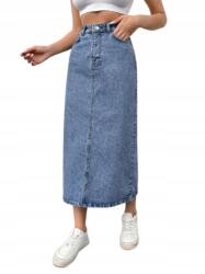 Shein Egyenes Farmer MIDI Szoknya Kék Színben S 1JC