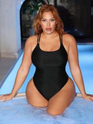 Shein Fekete Egyrészes Plus Size Fürdőruha 48 1MA - allegro - 4 910 Ft