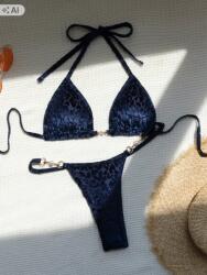 Shein Sötétkék Háromszög Bikini Medállal És Megkötővel L 1