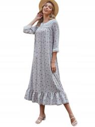 Shein Ruha Elegáns Női Esküvő Szürke Virágmintás Egyenes 38 V4F