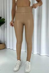 Sima Női Leggings Magas Derék Bézs Öko Bőr M 5IA (3M-2107/Taba)