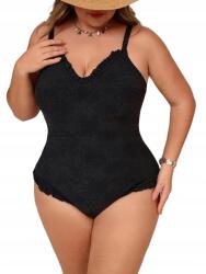 Shein Fekete Egyrészes Plus Size Fürdőruha Fodros Díszítéssel 54 1MA