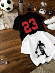 Shein Gyerek Póló Nyomattal 2 Pack Fekete-fehér 104-110 1MA