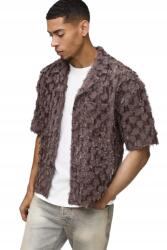 Boohooman Férfi Ing Casual Barna Rövid Ujjú Textúrával L Z3A (CMM01712-186-34)