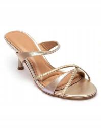 Shein Arany Elegáns Magassarkú Flip-flop Papucs Csillogó Pántokkal 39 1KA