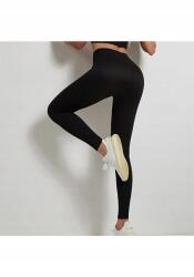 Sima Fekete Leggings Magas Derekú, Modellező Textúrával L 5IA (Fitilli Tayt/Siyah)