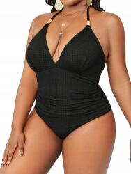 Shein Plus Size Egyrészes Ruha Megkötővel A Nyakban Fekete 46 1HA